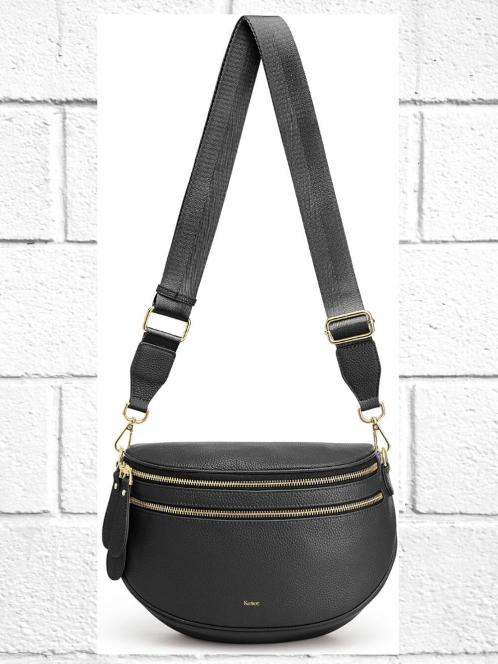NWT! Black Leather Shoulder/Crossbody Bum Bag with RFID and Detachable Strap
